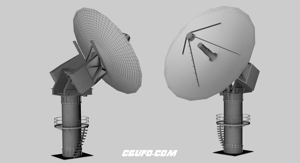 军用雷达装置c4d模型 radar