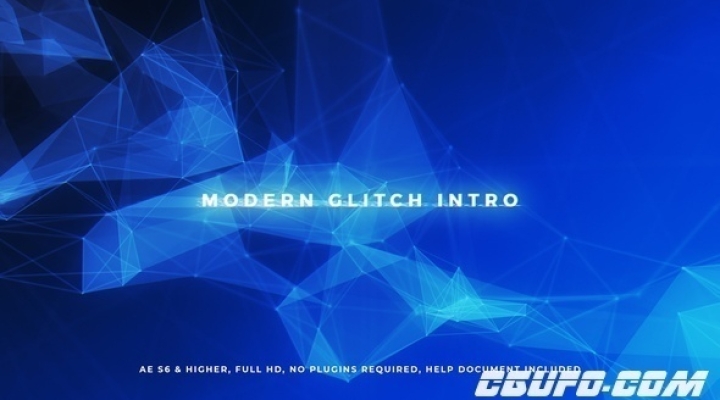 96plexus背景logo动画ae模版 Modern Glitch Intro Cgufo